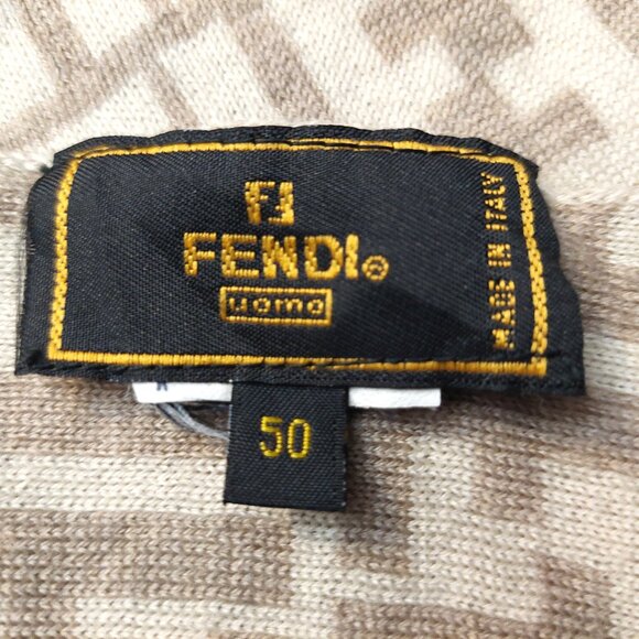 Vintage FENDI Light Beige & Cream Monogram Print Scarf - Picture 10 of 10